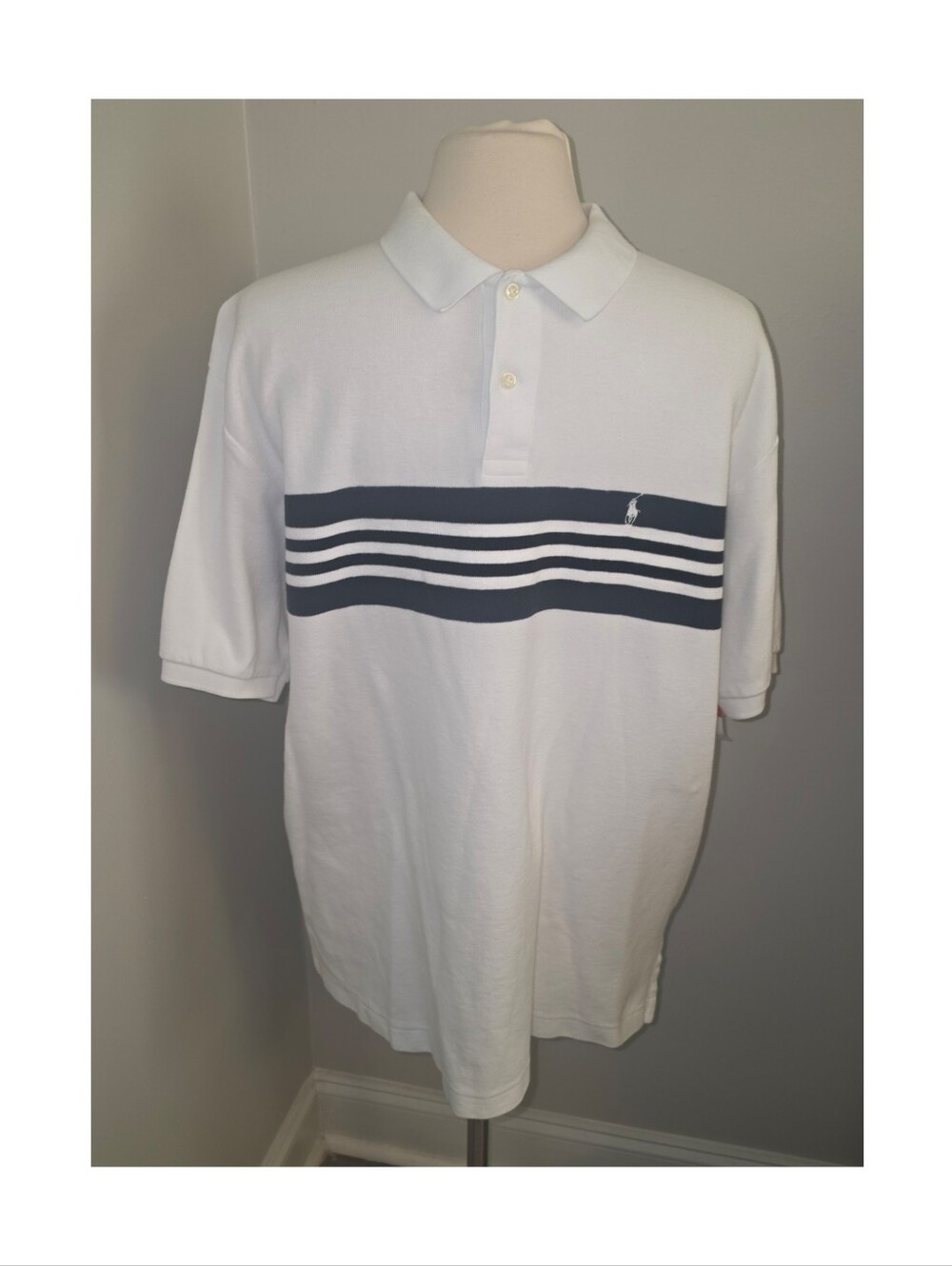 Polo Ralph Lauren Men’s Polo Shirt XL Navy Stripe Classic Fit Cotton EUC